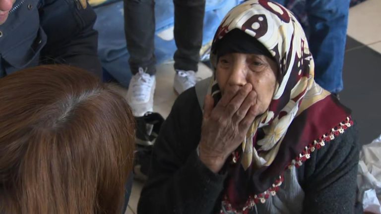 Sky News talks to a woman in Turkey who has been left without a home following the earthquakes. She brings with her a bag of medication and says she is &#39;unwell&#39;, having to walk with a walking stick. Her husband and relatives died in Syria, forcing her to face the situation alone.