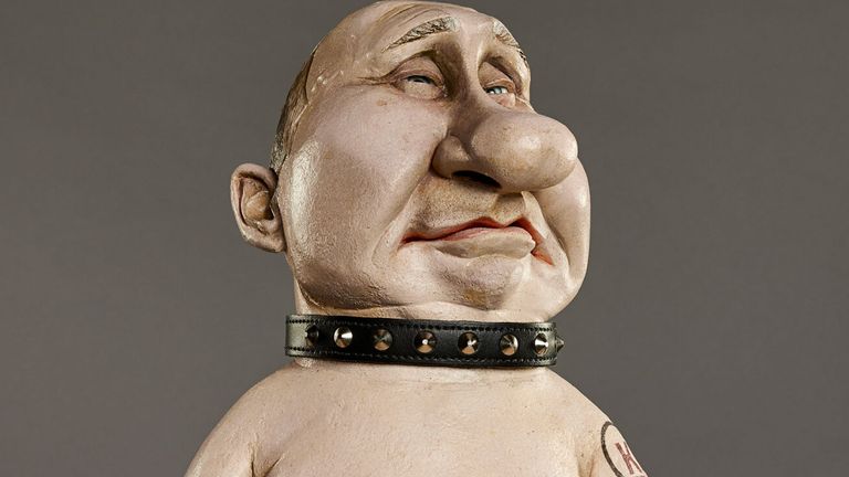 Spitting image puppets of  Vladimir Putin  and Suella Braverman