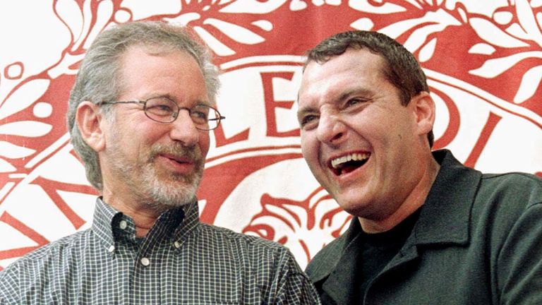 (L-R) Tom Sizemore with Saving Private Ryan director Steven Spielberg in 1998