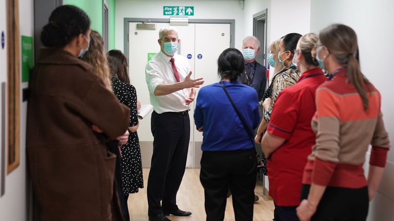 Health and Social Care Secretary Steve Barclay during a visit to Kingston Hospital in south west London
