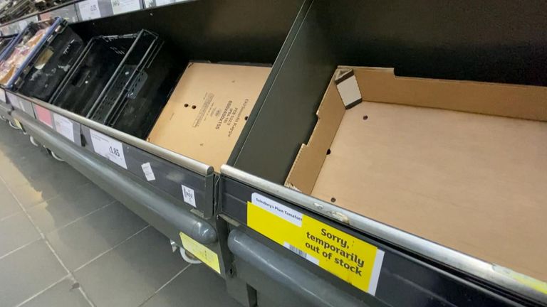 Empty Shelves in an East London Supermarket
