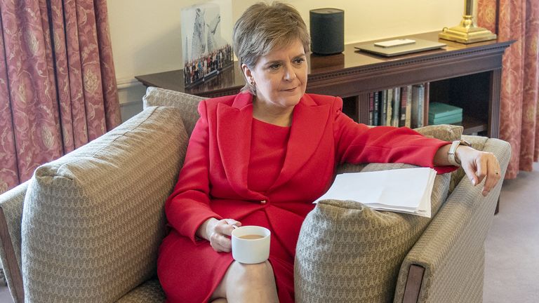First Minister Nicola Sturgeon has a cup of tea after giving a press conference at Bute House in Edinburgh where she announced that she will stand down as First Minister of Scotland after eight years.  Picture date: Wednesday February 15, 2023.