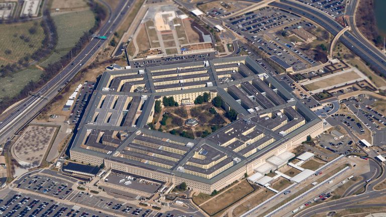 FILE - The Pentagon is seen from Air Force One as it flies over Washington, March 2, 2022. The U.S. has now collected 510 reports of unidentified flying objects, many of which are flying in sensitive military airspace. While there...s no evidence of extraterrestrials, they still pose a threat, the government said in a declassified report summary released Thursday, Jan. 12, 2023. (AP Photo/Patrick Semansky, File)