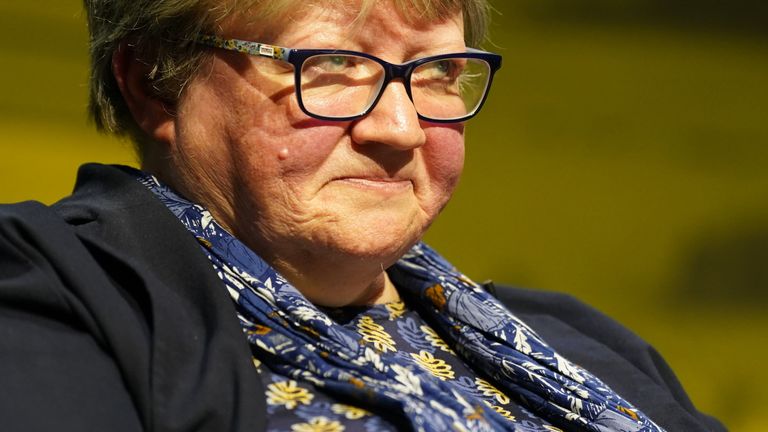 Environment Secretary Therese Coffey speaking during the National Farmers&#39; Union Conference at the ICC, Birmingham. Picture date: Wednesday February 22, 2023.