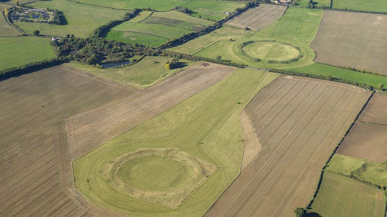 The Thornborough Henges complex near Ripon, North Yorkshire described as &#39;the Stonehenge of the North&#39;