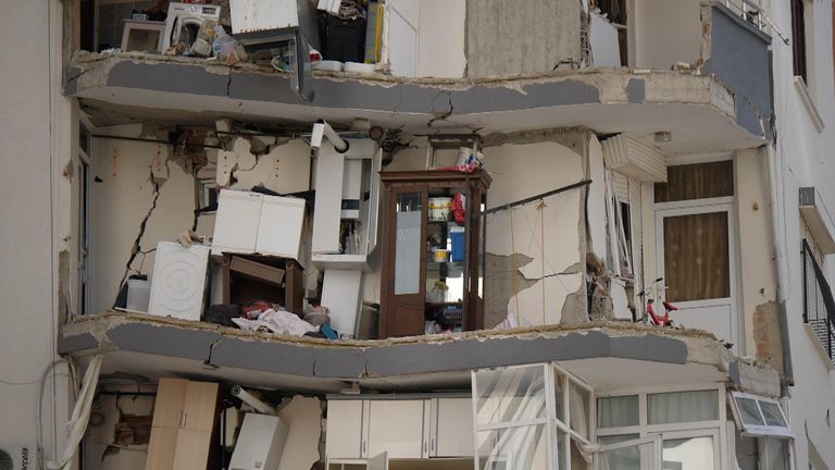 The remains of a flat block in Adana, Turkey, following February&#39;s devastating earthquake.