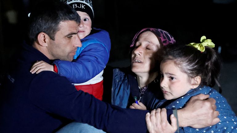 Families have been caught up in the latest earthquake to hit Hatay province. Pic: AP