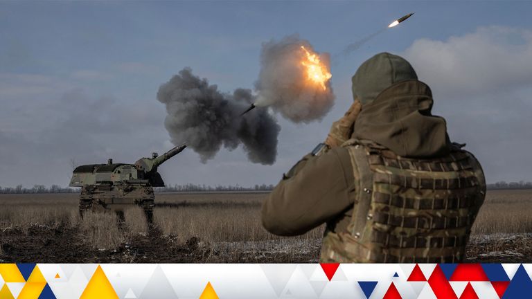 Ukraine&#39;s 43rd Heavy Artillery Brigade fire a German howitzer near Bakhmut in the Donetsk region