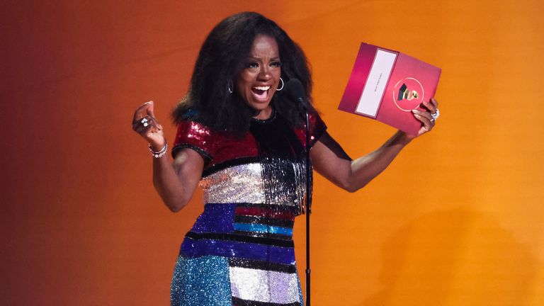 Viola Davis presents awards during the 65th Annual Grammy Awards in Los Angeles, California, USA, February 5, 2023. REUTERS/Mario Anzuoni