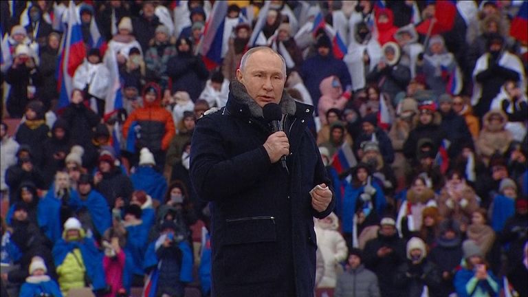 Vladimir Putin speaks at the parade