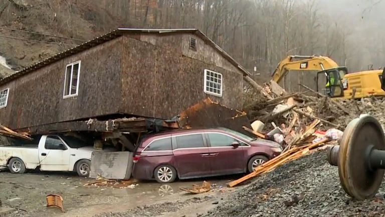 House and vehicles are destroyed by a mudslide in West Virginia
