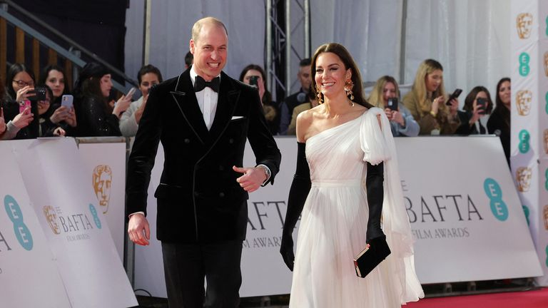 Britain&#39;s Prince William and Catherine, Princess of Wales, attend the EE BAFTA Film Awards 2023 at The Royal Festival Hall on February 19, 2023 in London, Britain. Chris Jackson/Pool via REUTERS