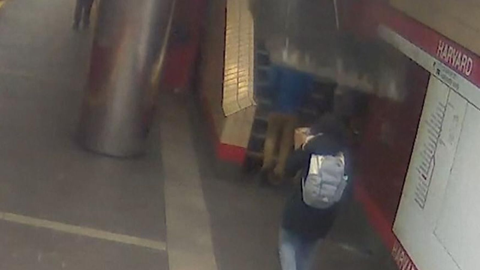 CCTV: 11kg ceiling tile narrowly misses commuters as it falls on to ...