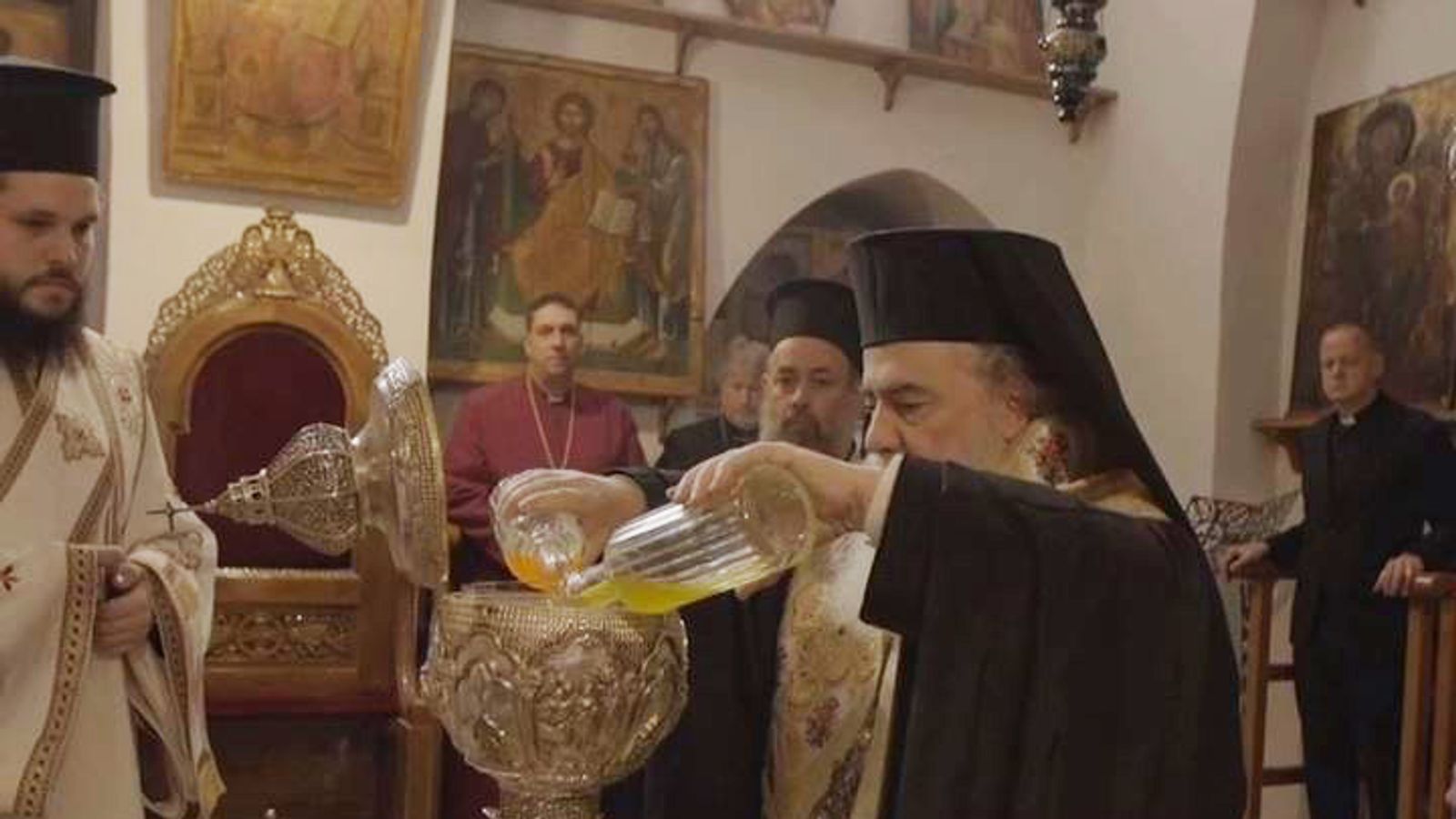 Holy oil to anoint King Charles III at his coronation is consecrated in Jerusalem