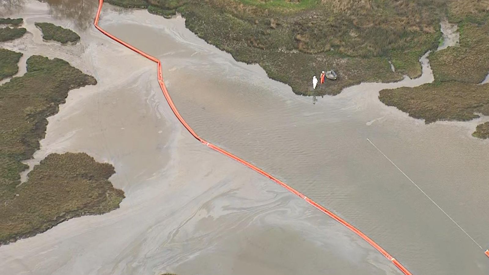 Dorset Aerial footage shows oil leak at Poole Harbour UK News Sky News