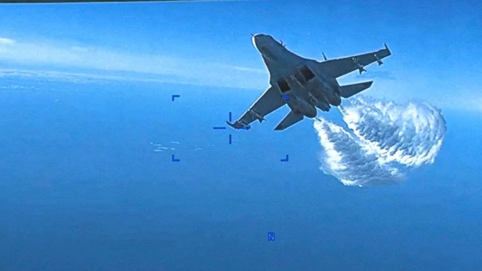 Video shows moment Russian fighter jet intercepts US Reaper drone over Black Sea