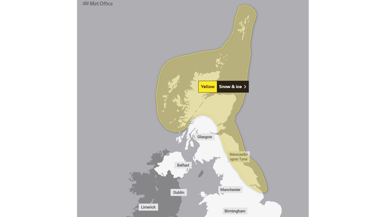 Snow and ice warnings issued for parts of Scotland and the North East next week