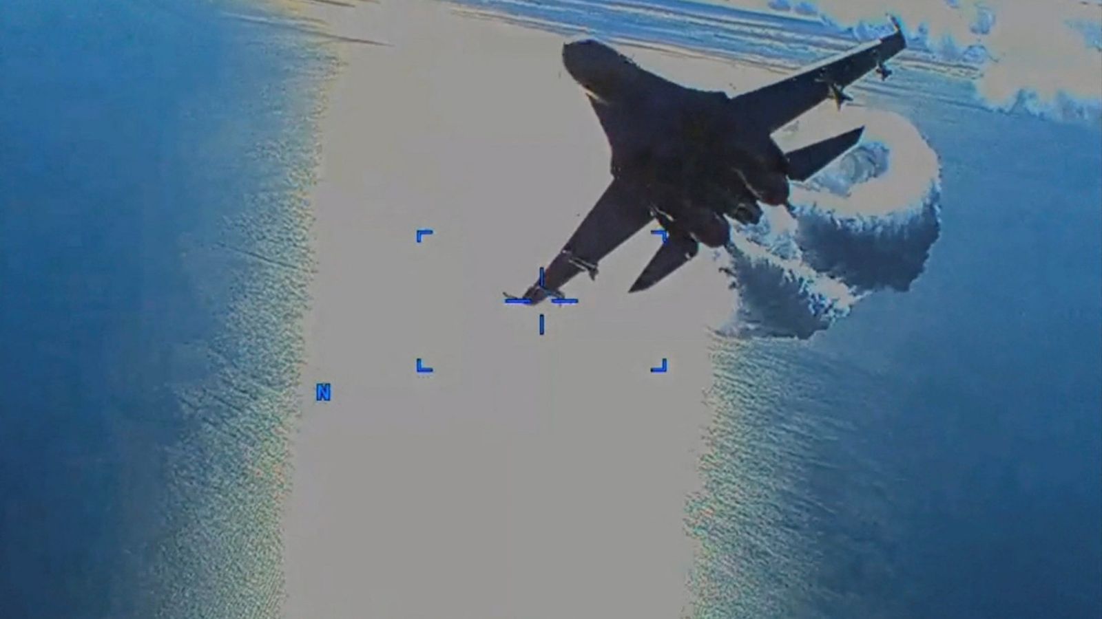 Video shows moment Russian fighter jet intercepts US drone