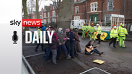 Protesters surround a tree due to be felled in Sheffield. Photo courtesy of Jacqui Bellamy.