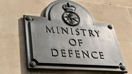 Sign for the Ministry of Defence in London
