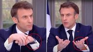 Emmanuel Macron took his watch off during an interview. Pic: LCI