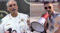 Sheriff Mike Chitwood called out a neo-Nazi group after an incident outside a synagogue where worshippers were harassed with a megaphone ONLY FOR USE WITH NEO-NAZIS FEATURE UNLESS CLEARED