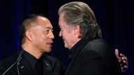 Guo Wengui (also known as Miles Kwok) holds a news conference with Steve Bannon in New York, New York, U.S., November 20, 2018. REUTERS/Carlo Allegri