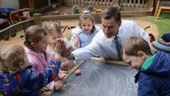 Jeremy Hunt visited a nursery in Battersea after delivering the budget. Pic: Rory Arnold / No 10