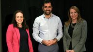 left to right) SNP leadership candidates Kate Forbes, Humza Yousaf and Ash Regan, attends a SNP leadership hustings, in Edinburgh. Picture date: Friday March 10, 2023.