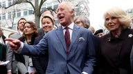 Britain&#39;s King Charles III and Britain&#39;s Camilla, Queen Consort and Berlin&#39;s Mayor Franziska Giffey visit a food market on Wittenbergplatz in Berlin, on March 30, 2023. ADRIAN DENNIS/Pool via REUTERS