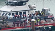 A group of people thought to be migrants are brought in to Dover, Kent, onboard a Border Force vessel following a small boat incident in the Channel. Picture date: Monday March 6, 2023.