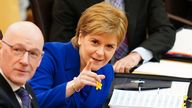 Outgoing First Minister Nicola Sturgeon during her last First Minster&#39;s Questions (FMQs) in the debating chamber of the Scottish Parliament in Edinburgh. Picture date: Thursday March 23, 2023.