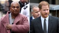 Baroness Doreen Lawrence pictured outside the High Court on 27 March; Prince Harry pictured outside the court on 30 March