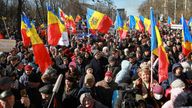 A protest in Chisinau organised by the Movement for the People and members of Moldova's Russia-friendly Shor Party, against the pro-Western government. Pic: AP
