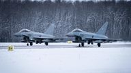 RAF and German Typhoons scramble for take off

