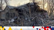 A building of an invincibility centre heavily damaged by a Russian missile strike in Kostiantynivka, Donetsk region 