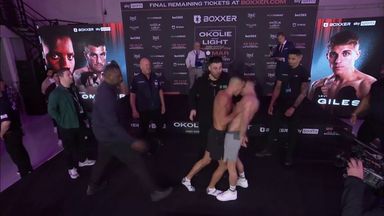 Emotions run high as Gomez Jr pushes Giles to the floor during face-off