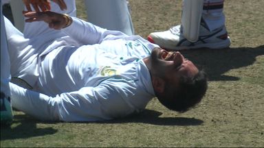 Maharaj suffers injury celebrating wicket