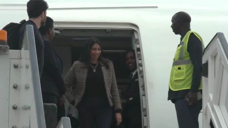 Suella Braverman arrives in Rwanda