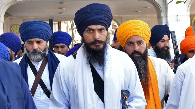 Singh leaving the holy Sikh shrine of the Golden Temple in Amritsar on 3 March