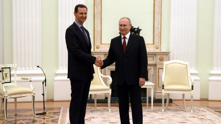 Bashar al-Assad arrived in Moscow yesterday and today met the Russian president at the Kremlin.