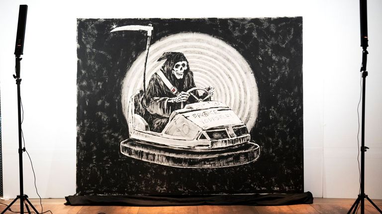 Banksy’s original grim reaper painting Brace Yourself!