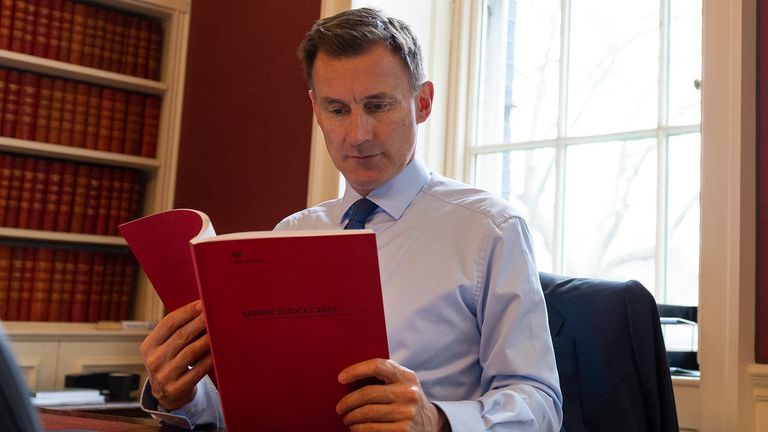 Chancellor Jeremy Hunt with the 2023 budget. Pic: Treasury