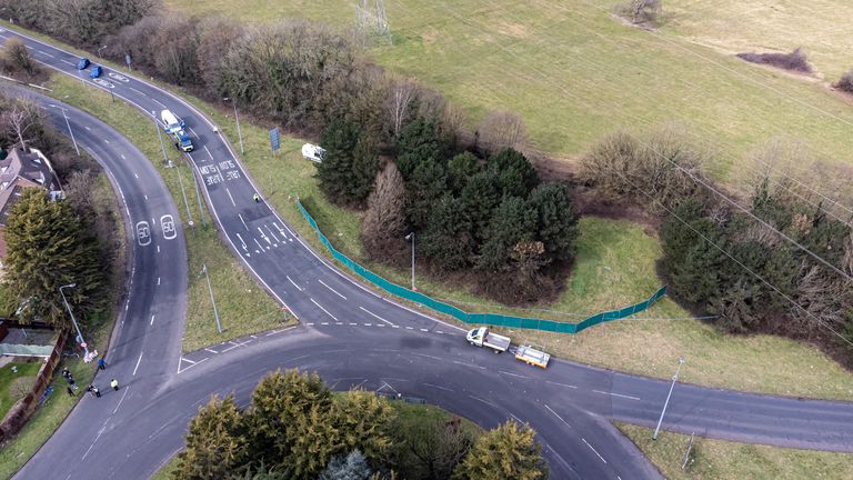 The scene in the St Mellons area of Cardiff where three people who disappeared on a night out have died in a road traffic accident. Two others who had also been reported missing have been transported to hospital with serious injuries. Sophie Russon, 20, Eve Smith, 21, and Darcy Ross, 21, who had made the trip from Porthcawl, and Rafel Jeanne, 24, and Shane Loughlin, 32, both from Cardiff, had last been seen in the city in the early hours of Saturday. Picture date: Monday March 6, 2023.