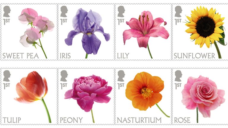 EMBARGOED TO 0001 TUESDAY MARCH 14 Undated handout photo issued by Royal Mail of their new 10-stamp set which showcases some of the most popular types of flowers grown in gardens across the UK. The stamps mark a significant milestone in British philatelic history as they are the first to feature the silhouette of King Charles III and is the first change of silhouette since 1968. Issue date: Tuesday March 14, 2023.