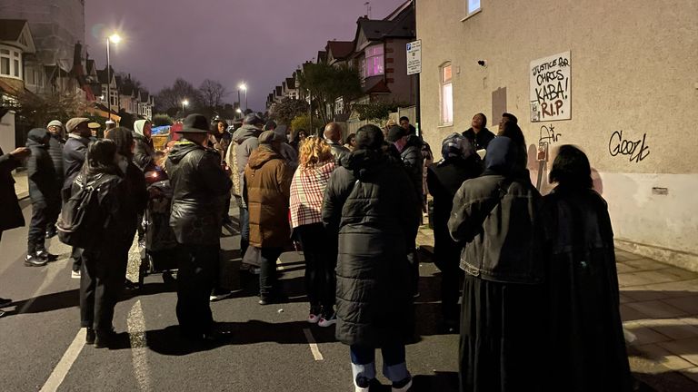 Supporters of the Kaba family after a memorial to remember Chris