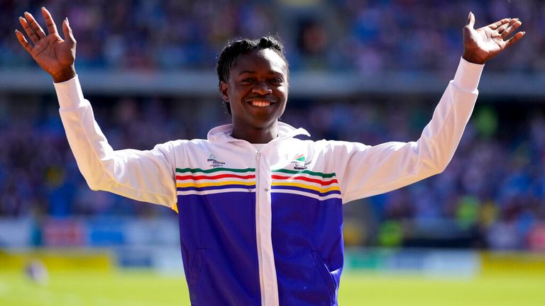 Women&#39;s 200 meters bronze medalist Christine Mboma at the 2022 Commonwealth Games in Birmingham Pic: AP 