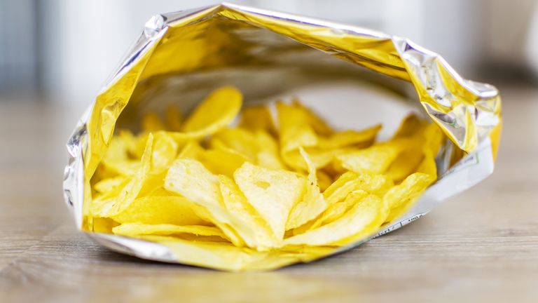 Bag of yellow chips