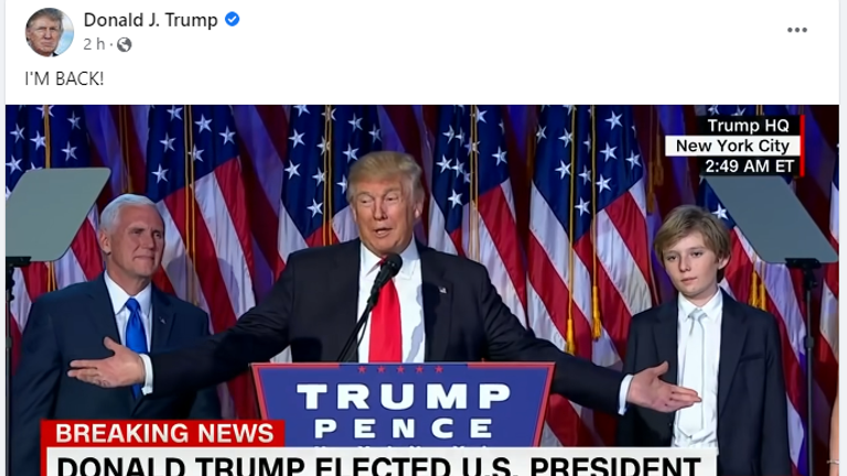 Donald Trump has returned to Facebook after a two-year ban, writing in a post "I&#39;M BACK!".