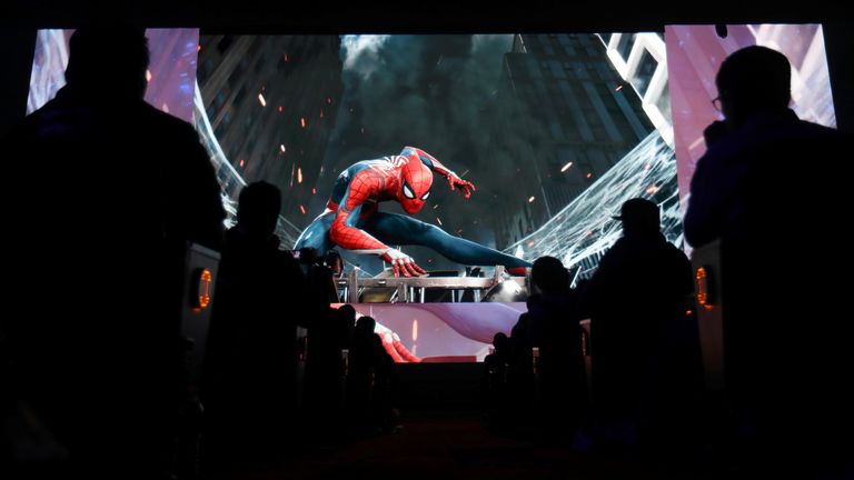 Sony Playstation shows off the Spider-Man game as they showcase their upcoming game during the E3 2017 press conference in Los Angeles, California, USA on June 12, 2017.REUTERS/Mike Blake TPX IMAGES OF THE DAY